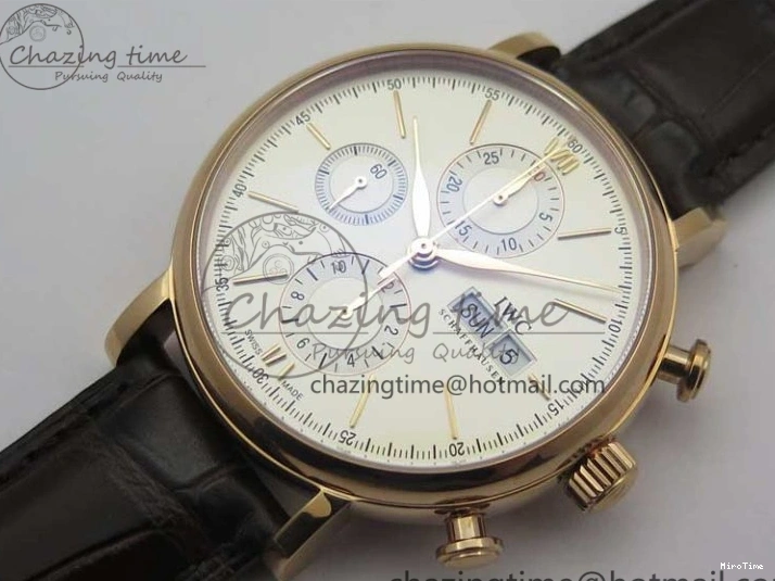 MIROTIME 0102 Efficient Portofino Chrono RG ZF 1:1 Best Edition White Dial on Brown Leather Strap A 7151
